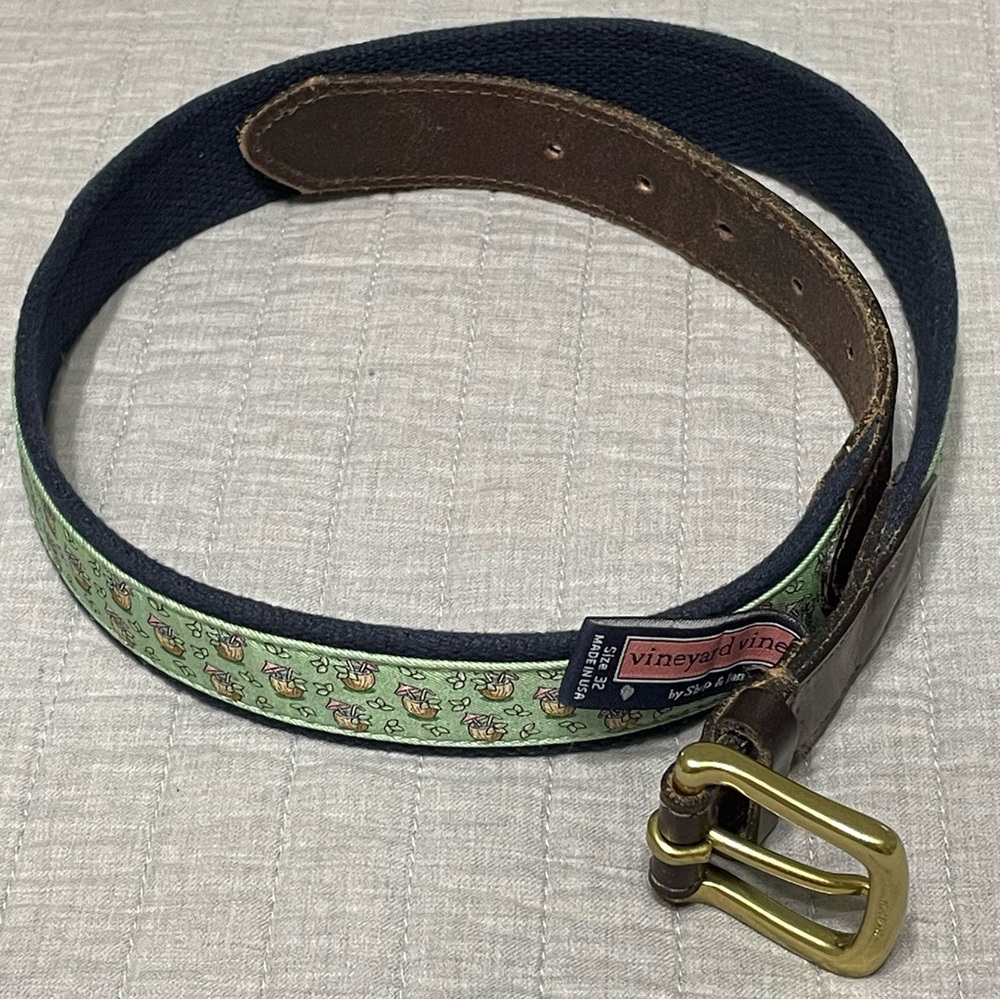 Vineyard Vines Coconut Cocktails Men’s Belt Size 32 Fun Preppy Vacation Casual